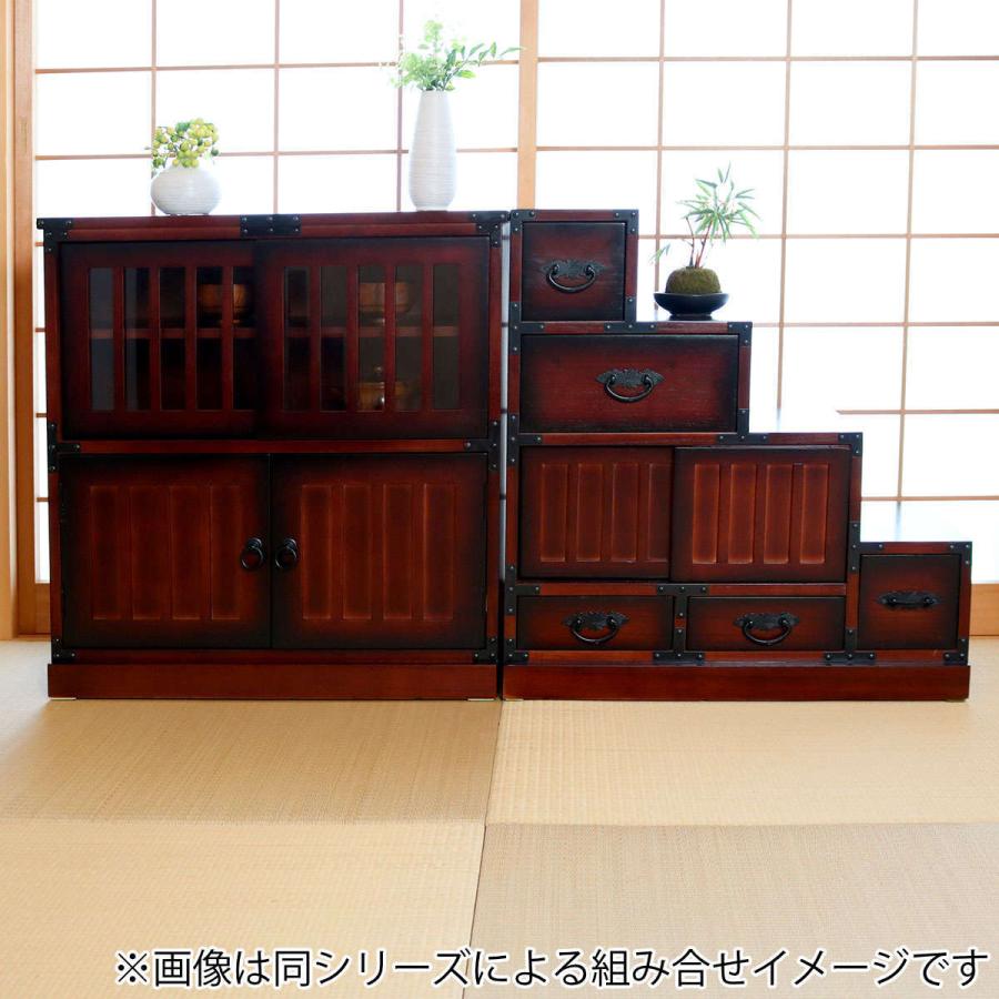 クロシオ 水屋 民芸調 桐製 和風キャビネット 幅57cm （ 水屋箪笥 和風
