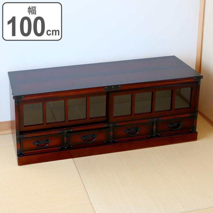 クロシオ テレビ台 民芸調 桐製 和風ローボード 幅100cm （ 和風 TV