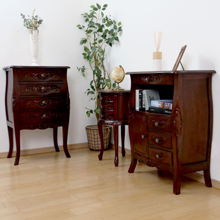 チェスト 4段 コモ （ キャビネット 手彫り ロココ調 猫脚 収納