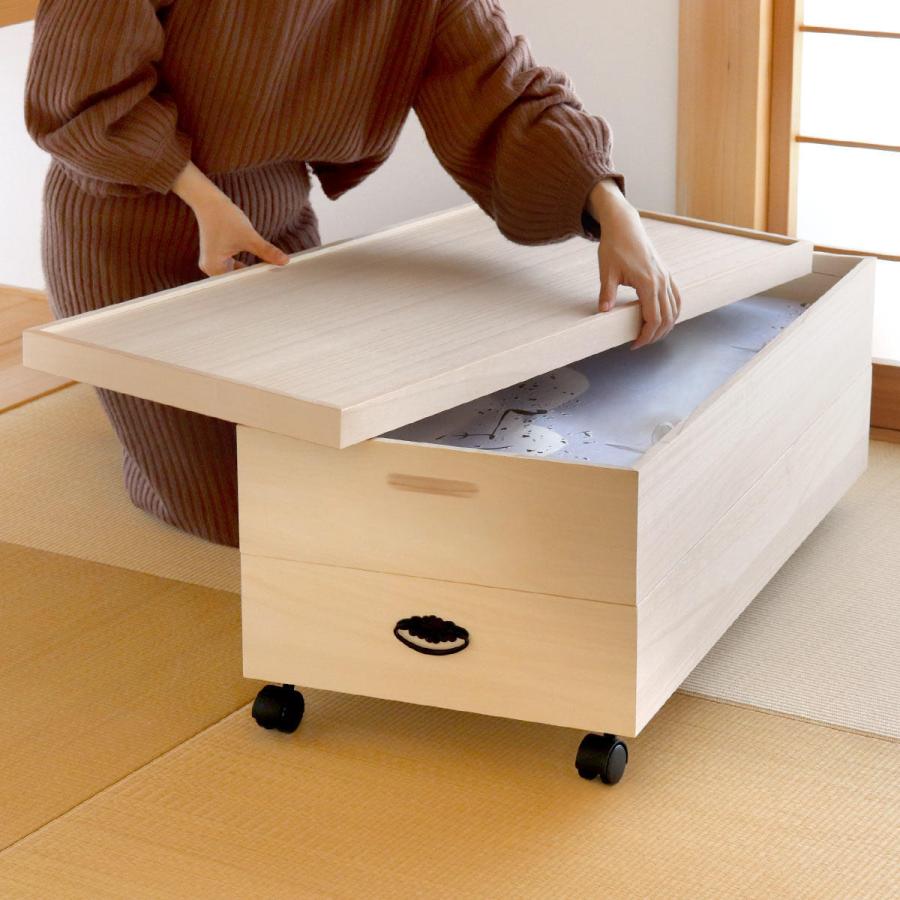 クロシオ 総桐衣裳ケース 桐衣装箱 2段 キャスター付き 91cm （ 桐製