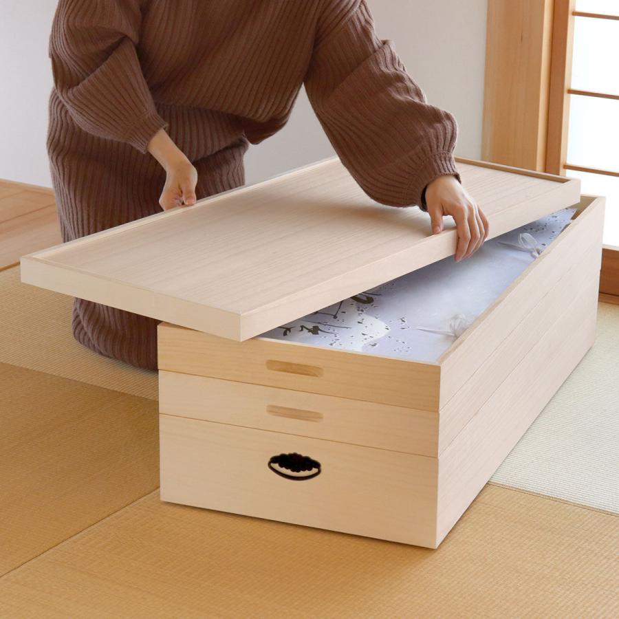 高級　桐箱　着物　衣装入れ　3個セット クロシオ 総桐衣裳ケース 桐衣装箱 3段 91cm （ 桐製 収納ケース 着物