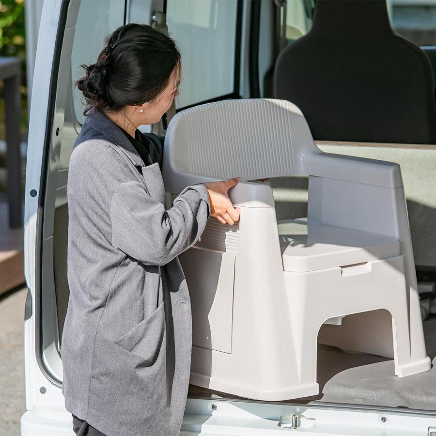TONBO（新輝合成） ポータブルトイレ 背もたれ型 バケツ付き 介護