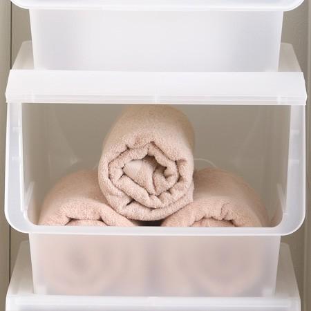 収納ボックス 前開き フロック23 浅型 幅39×奥行46×高さ24cm 4段階