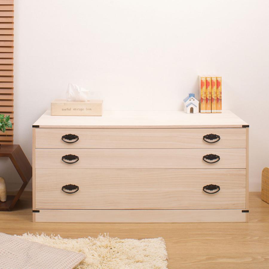 桐箪笥　桐タンス 3段　着物たんす　和装　収納　幅94.5×高さ57×奥行き44 桐タンス たとう紙サイズ 10段 着物収納 衣装ケース 衣類収納 チェスト