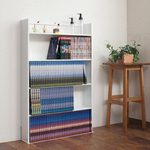 薄型 壁面収納 ミニコミックラック 幅59cm （ 本棚 オープンラック