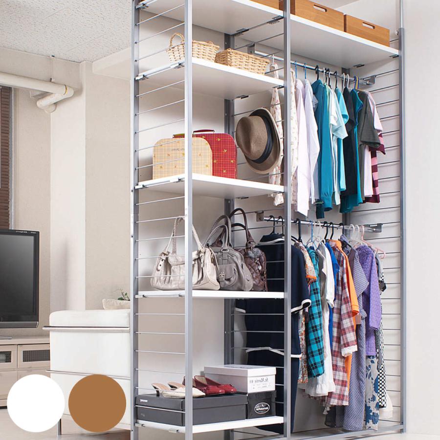 突っ張りオープンラック 突っ張り 間仕切りラック 連結用 幅58cm 背板付き 日本製 （ 突っ張り