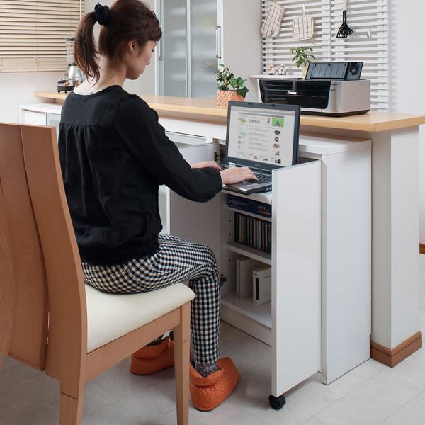 ブランド登録なし☆【完売間近】 カウンター下収納 キャビネット デスクタイプ キャスター扉 幅60cm （ PCデスク キャビネットタイプ リビング収納 日本製 完成品 ）