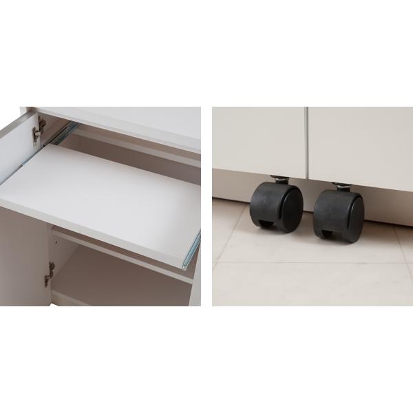 ブランド登録なし☆【完売間近】 カウンター下収納 キャビネット デスクタイプ キャスター扉 幅60cm （ PCデスク キャビネットタイプ リビング収納 日本製 完成品 ）