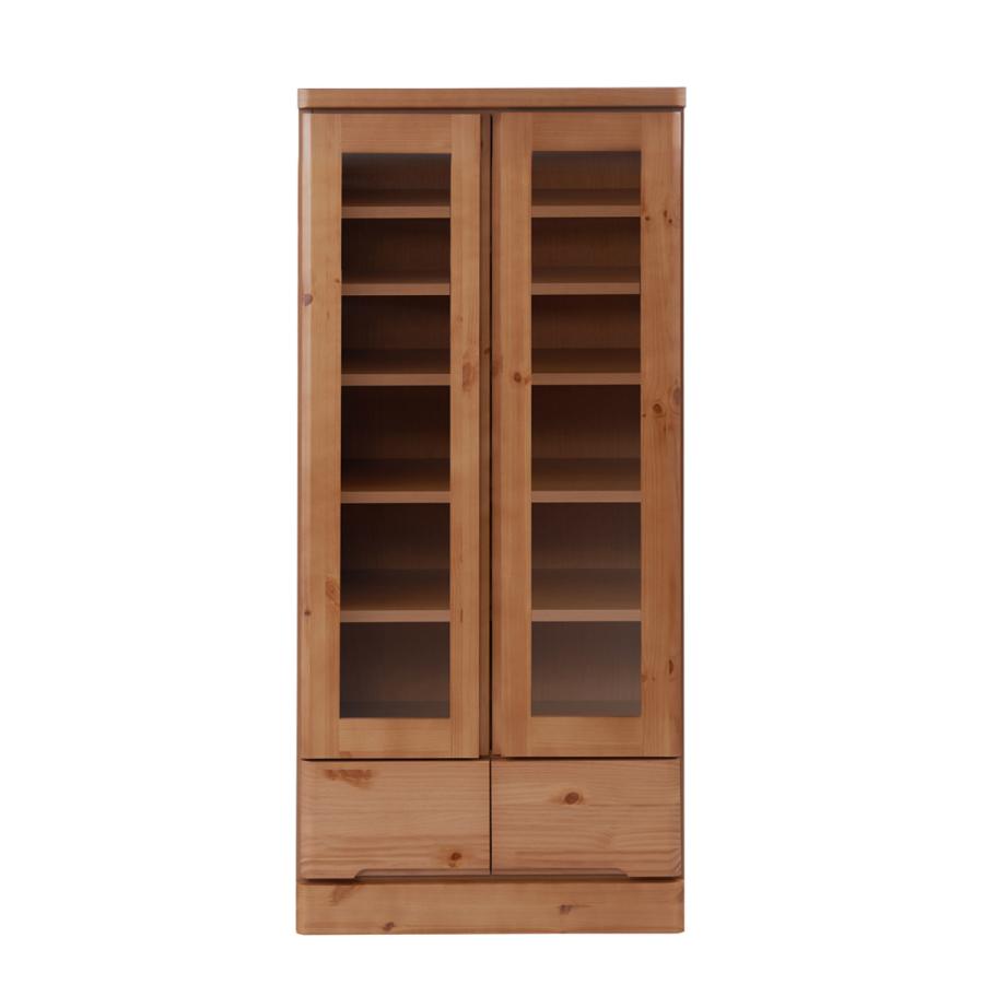 食器棚 カップボード 天然木 幅60cm 薄型ロータイプ 完成品 （ 食器