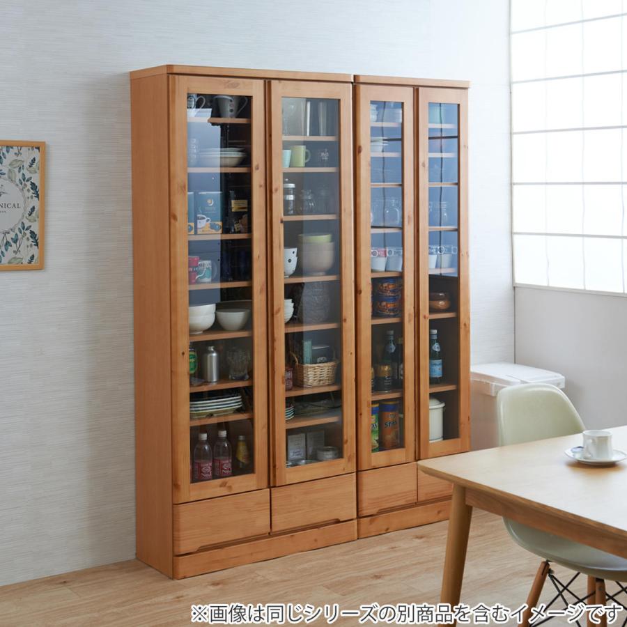 食器棚 カップボード 天然木 幅60cm 薄型ハイタイプ 完成品 （ 食器