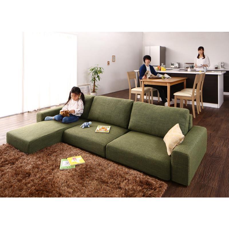 ローソファー 3人掛け おしゃれ 分割 幅187 カウチソファ 3人 三