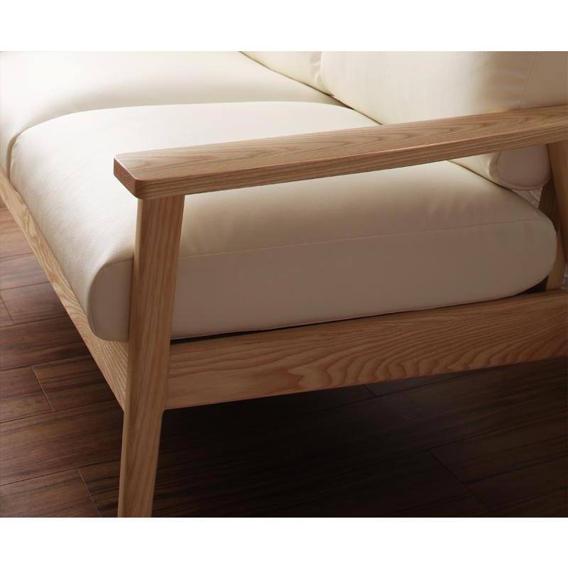 ソファー 2人掛け 幅125 おしゃれ 肘付き 北欧 ソファ レザー 天然木