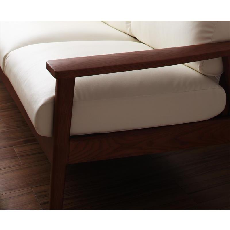 ソファー 2人掛け 幅125 おしゃれ 肘付き 北欧 ソファ レザー 天然木