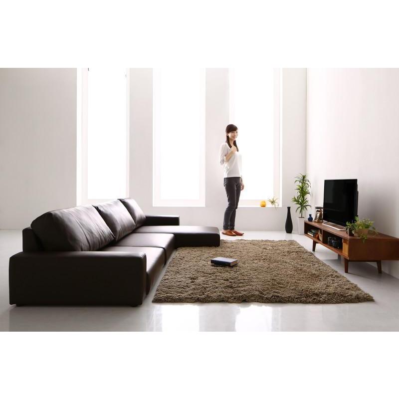 ローソファー 3人掛け おしゃれ 分割 幅217 ソファ 2人 3.5人 カウチ