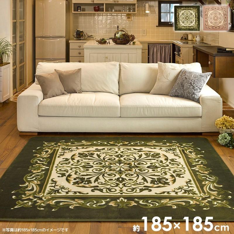 ラグ カーペット ラグマット 185 185 Cm 2畳 ホットカーペットカバー グリーン ベージュ Hg Balumo 185 185 インテリアワークス 通販 Yahoo ショッピング
