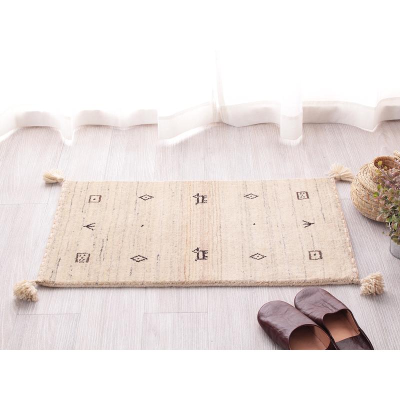 ギャッベ 玄関マット 45×75cm L16 ベージュ アイボリー 無染色 ギャベ