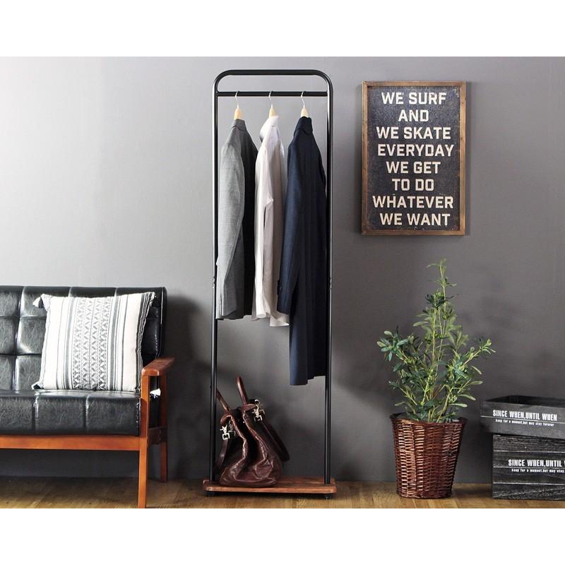 ハンガーラック スリム おしゃれ 省スペース 幅50 アイアン 棚付き