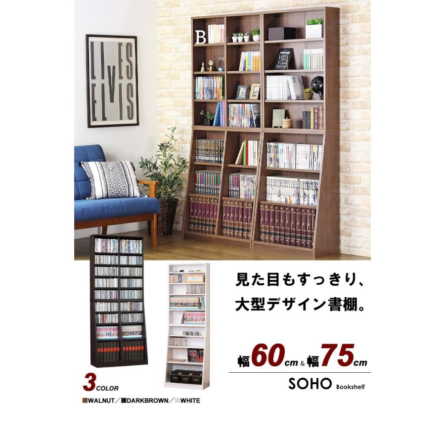 本棚 書棚 薄型 おしゃれ 北欧 収納 幅60 奥行30 木製 上下分割 大容量