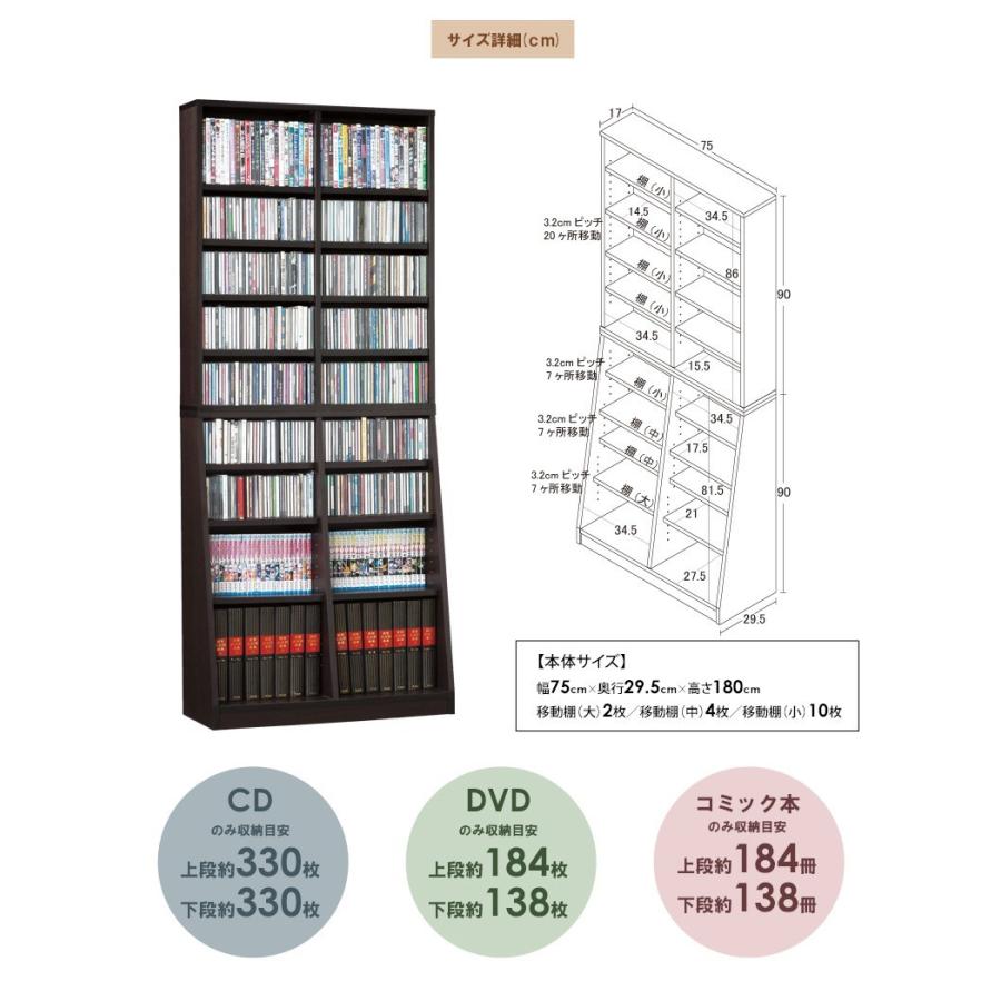 薄型　文庫本用本棚 本棚 書棚 薄型 おしゃれ 北欧 収納 幅75 奥行30 木製 上下分割 大容量