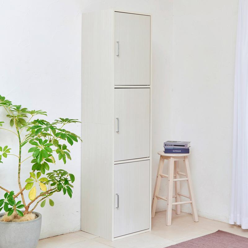 扉付き収納庫 3ドアタイプ キャビネット 木製 ナチュラル 幅45cm 奥行