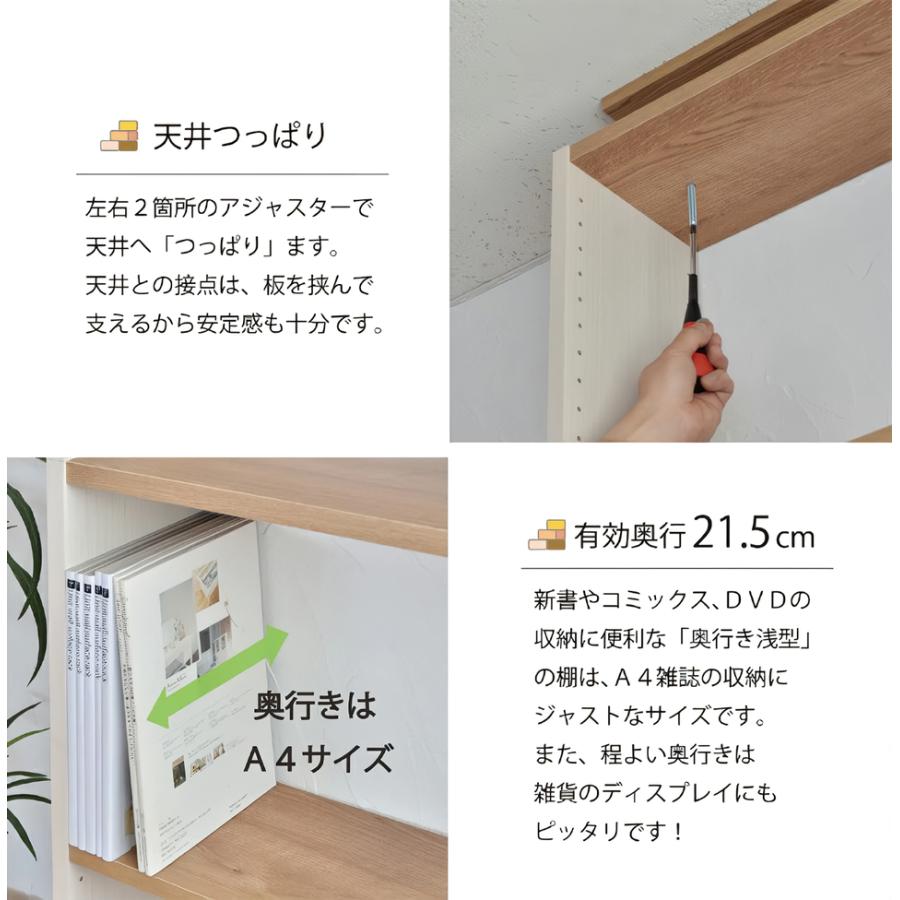 壁面収納 突っ張り 棚 本棚 耐震 日本製 大容量 幅75cm 奥行22cm