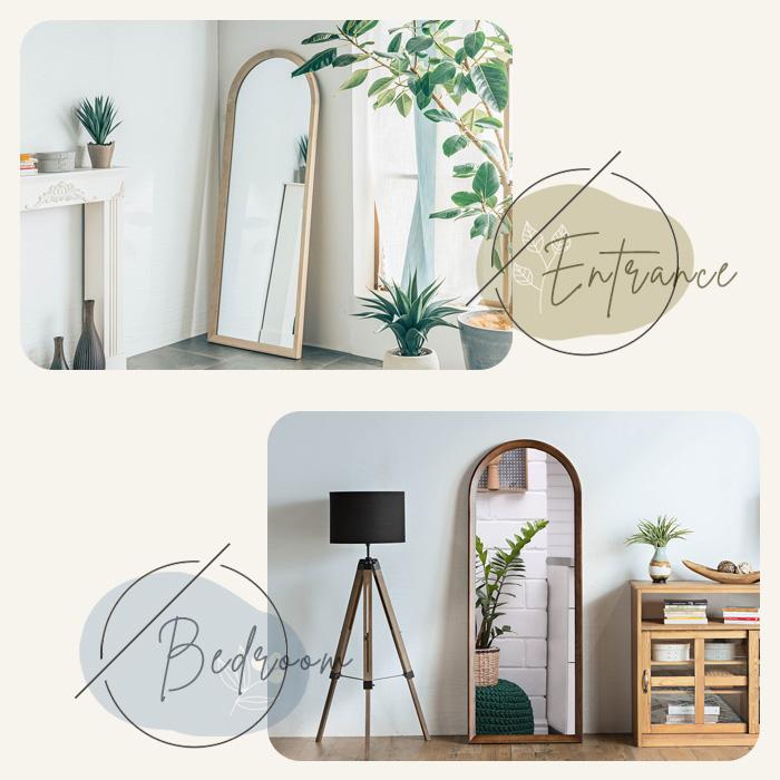 スタンドミラー 全身 姿見 おしゃれ 全身鏡 全身ミラー 天然木 飛散