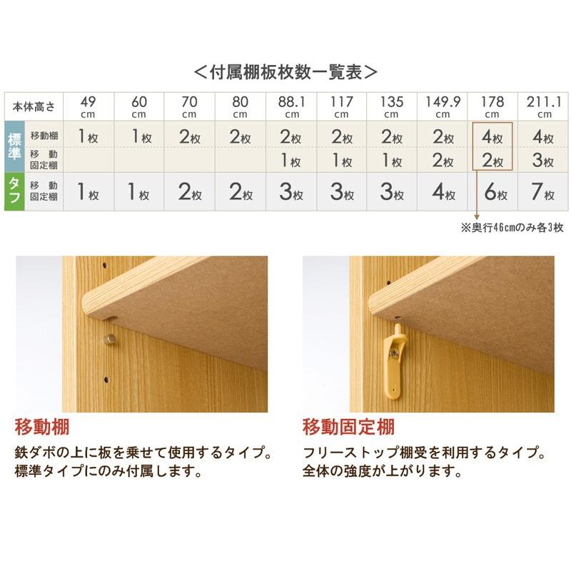サイズオーダー家具 本棚 ラック シェルフ 日本製 エースラック オーダーメイド (棚板 標準タイプ／奥行46cm ラージタイプ／幅60〜70cmオーダー／高さ211.1cm)_22
