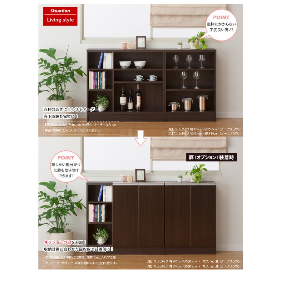 カウンター下収納 薄型 奥行30 or 18 日本製 オーダー (幅120cm／高さ
