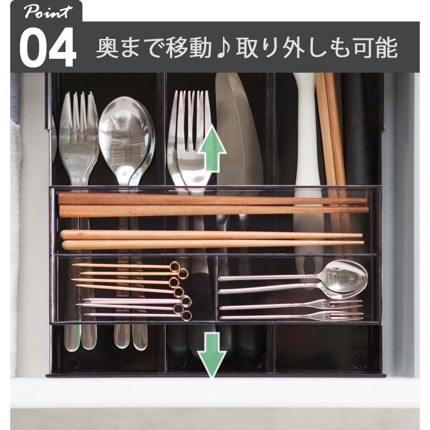 tower 伸縮＆スライドカトラリートレー 山崎実業 公式 キッチン