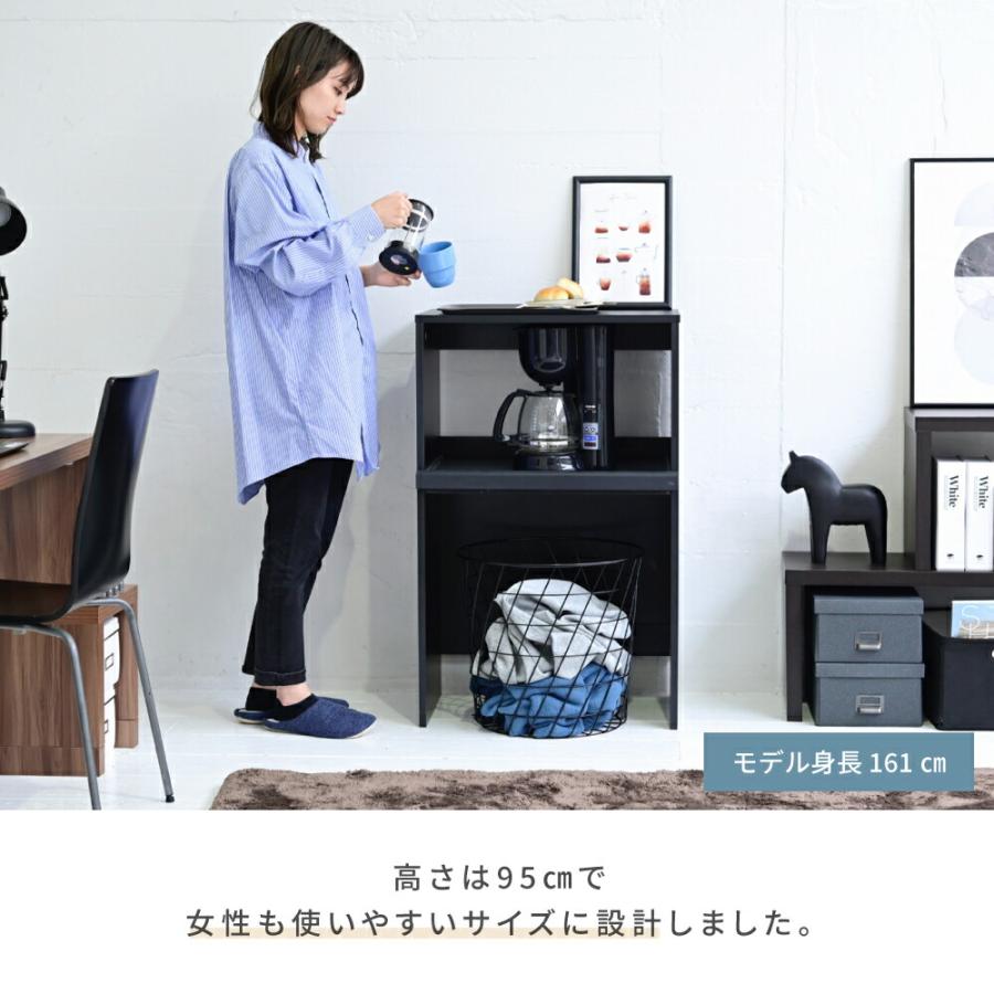 レンジラック 幅60 キッチンラック ラック ブラック ゴミ箱上収納 ゴミ箱 レンジ台 .5 コンセント JKPLAN-FKC-0009-BR FKC-0009-WH FKC-0009-BKの画像
