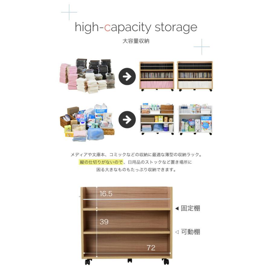 ラック 2個セット  幅26.5 奥行78 ワゴン 押入れ 収納 本棚 .5 キャスター付き 隙間 ワイド 棚 3段 CD DVD JKPLAN-SGT-0137の画像