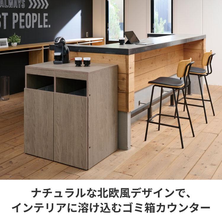 【法人のみ無料配送】 木製ゴミ箱カウンター ゴミ箱2個付き 日本製 国産 ゴミ箱 ダストボックス ゴミ入れ オフィス 事務所 WS-GC(AGR)_1