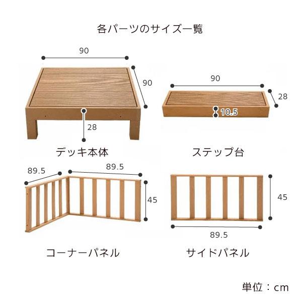 5点セット 送料無料 ウッドデッキ 樹脂 置くだけ 縁台 ぬれ縁 人工木材 ステップ 踏み台 玄関台 水洗いOK HP-FULL_8