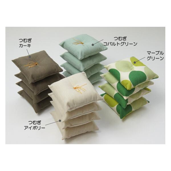 かわいいサイズのミニチュア座布団4個組・約10cm角・和柄・無地等
