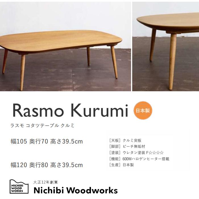 日美 【日本製】日美 こたつテーブル Rasmo Kurumi 幅120cm 