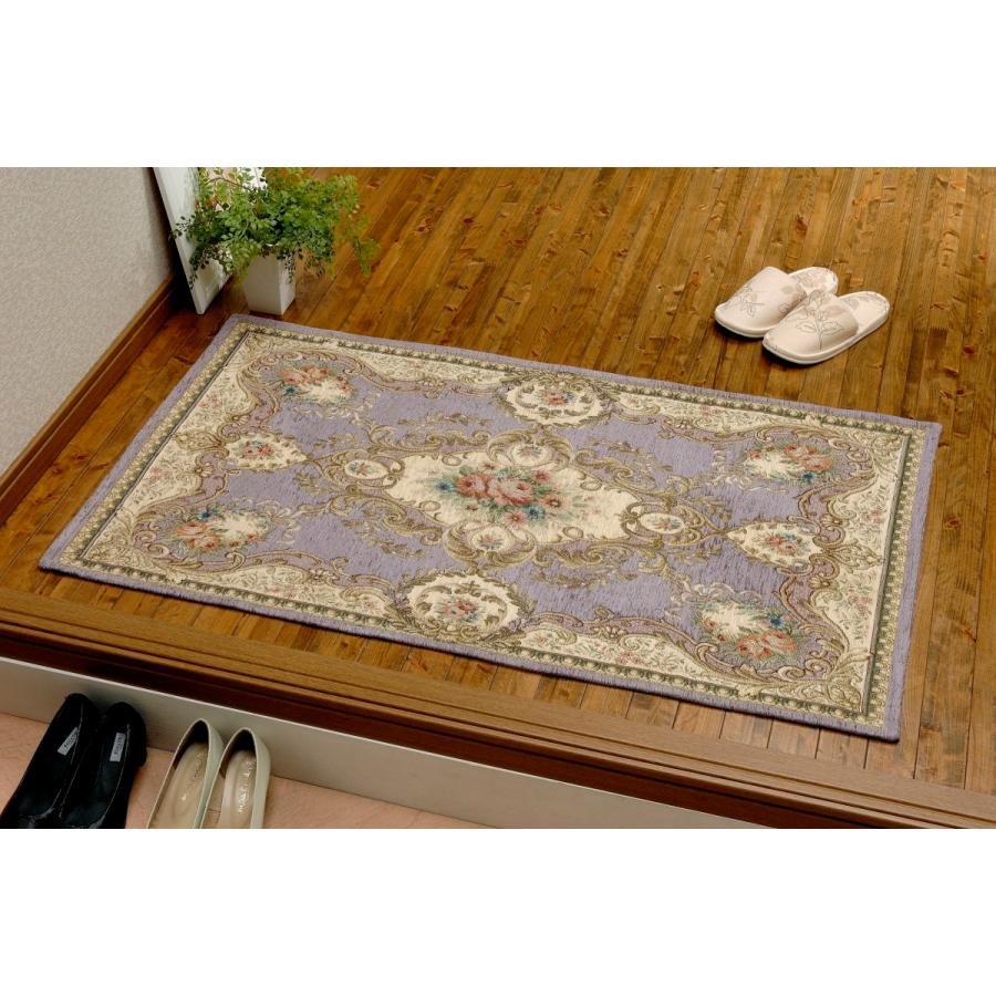 高級玄関マット イタリア製ゴブラン織玄関マット 65×120cm ラベンダー