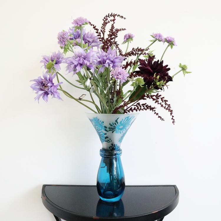 花瓶 おしゃれ ガラス かわいい 玄関 縦長 ブルー フラワーベース