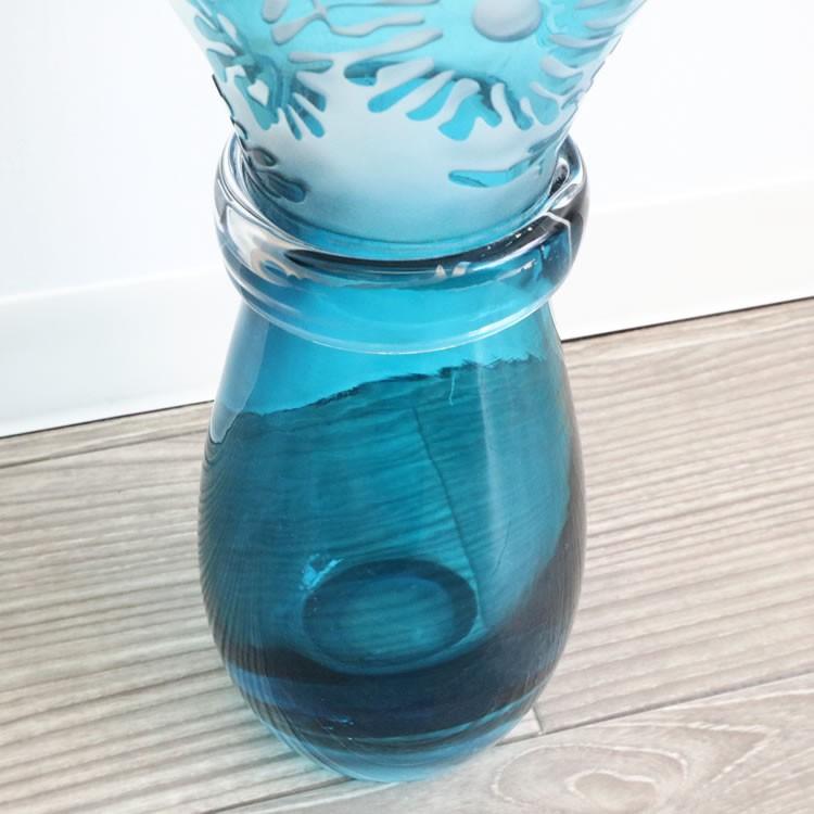 青と黒のバルーン型ガラス花瓶 花瓶 おしゃれ ガラス かわいい 玄関 縦長 ブルー フラワーベース