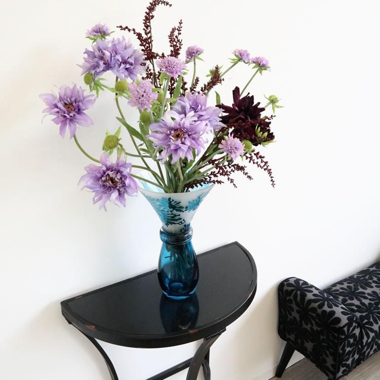花瓶 おしゃれ ガラス かわいい 玄関 縦長 ブルー フラワーベース