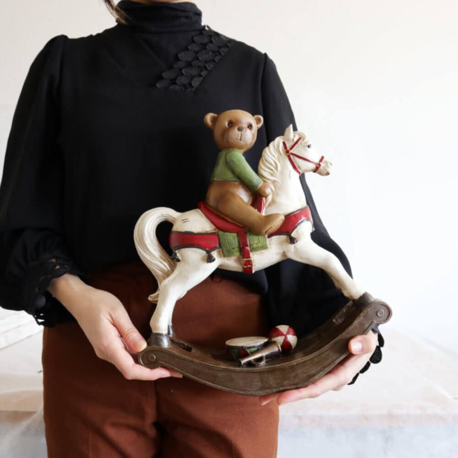 オブジェ/置物 ロッキングホース 子熊