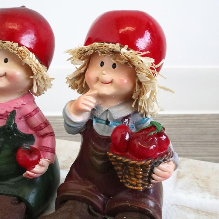 置物 かわいいオブジェ 玄関 人形 可愛い フルーツ こびと 妖精 お座り