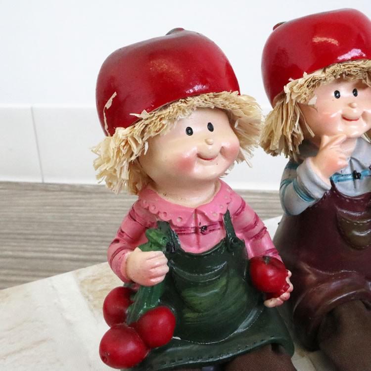 置物 かわいいオブジェ 玄関 人形 可愛い フルーツ こびと 妖精 お座り