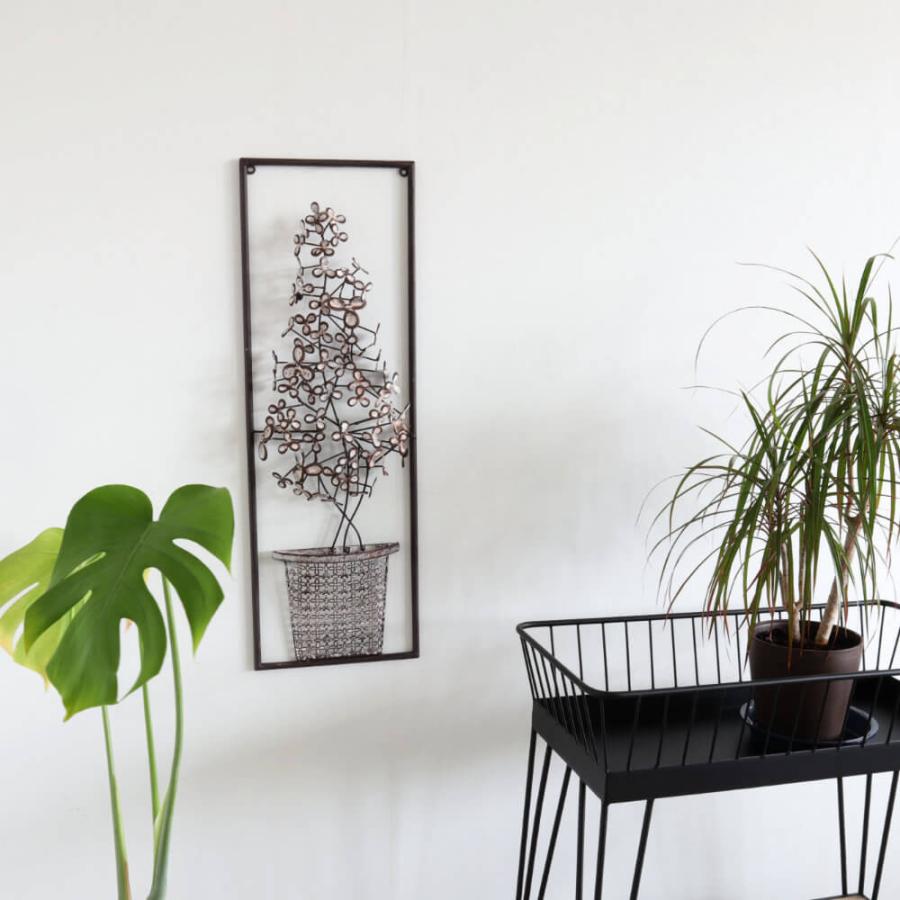 アートパネル アイアン壁飾り 花 ホワイト ウォールパネル 絵画