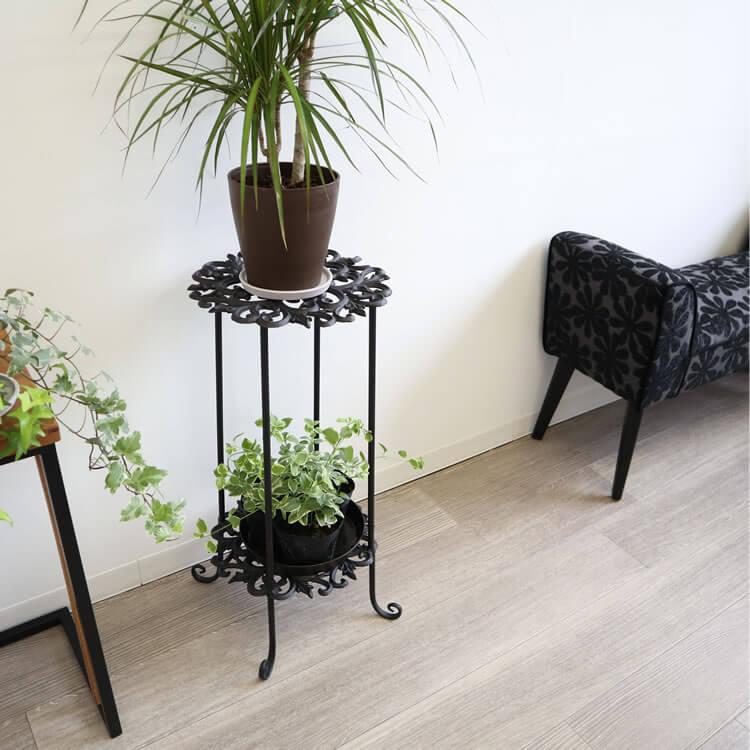 フラワースタンド アイアン 2段 プランタースタンド おしゃれ 花台座