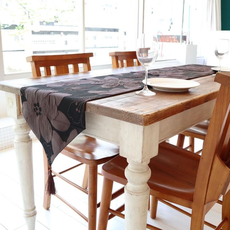 テーブルランナー 和 モダン 180cm ブラウン 茶 大花柄 テーブル 
