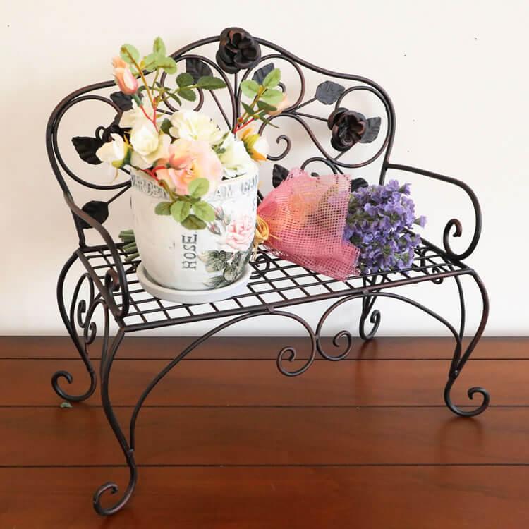 ガラス　ガーデン雑貨　ディスプレイ　花台　フラワースタンド　アイアンスタンド 花台 アイアン プランタースタンド 室内 雑貨 ディスプレイ台 鉢花置き
