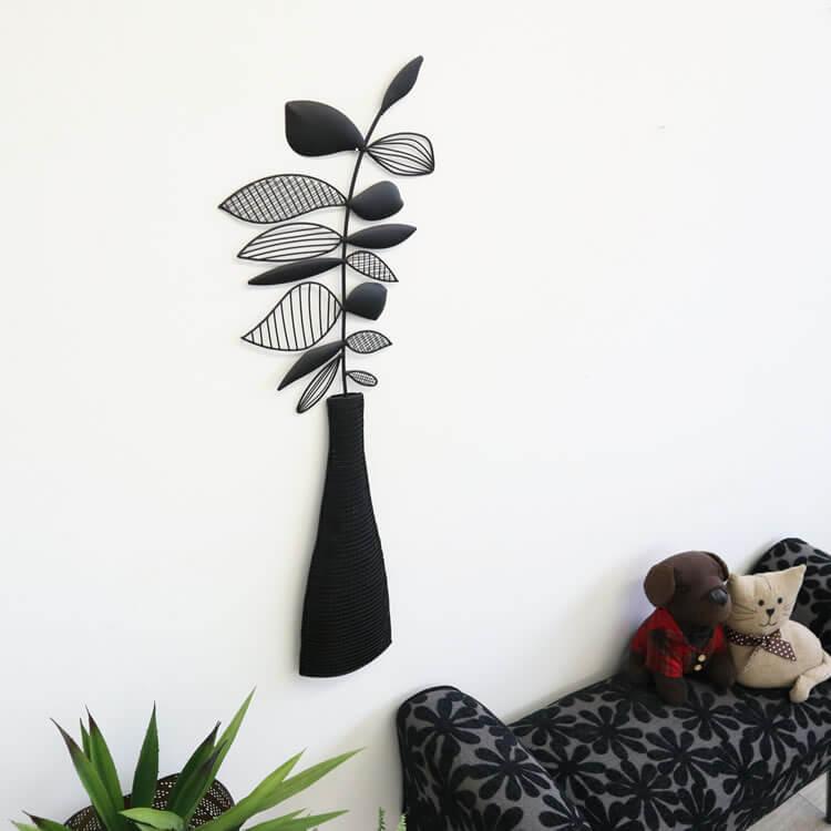 アートパネル アイアン壁飾り 花 黒 ウォールパネル 絵画 インテリア