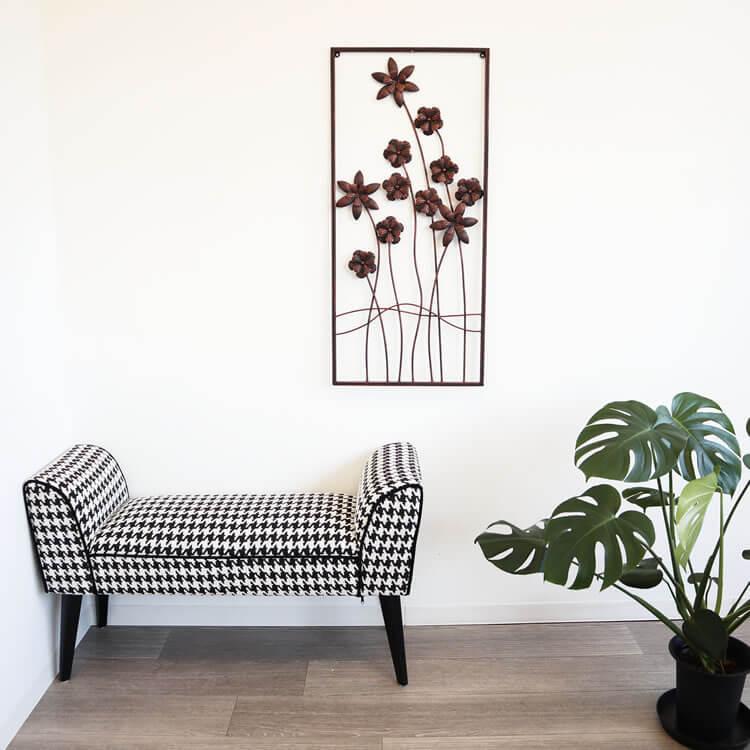 アートパネル アイアン壁飾り フラワー ウォールパネル ブラウン