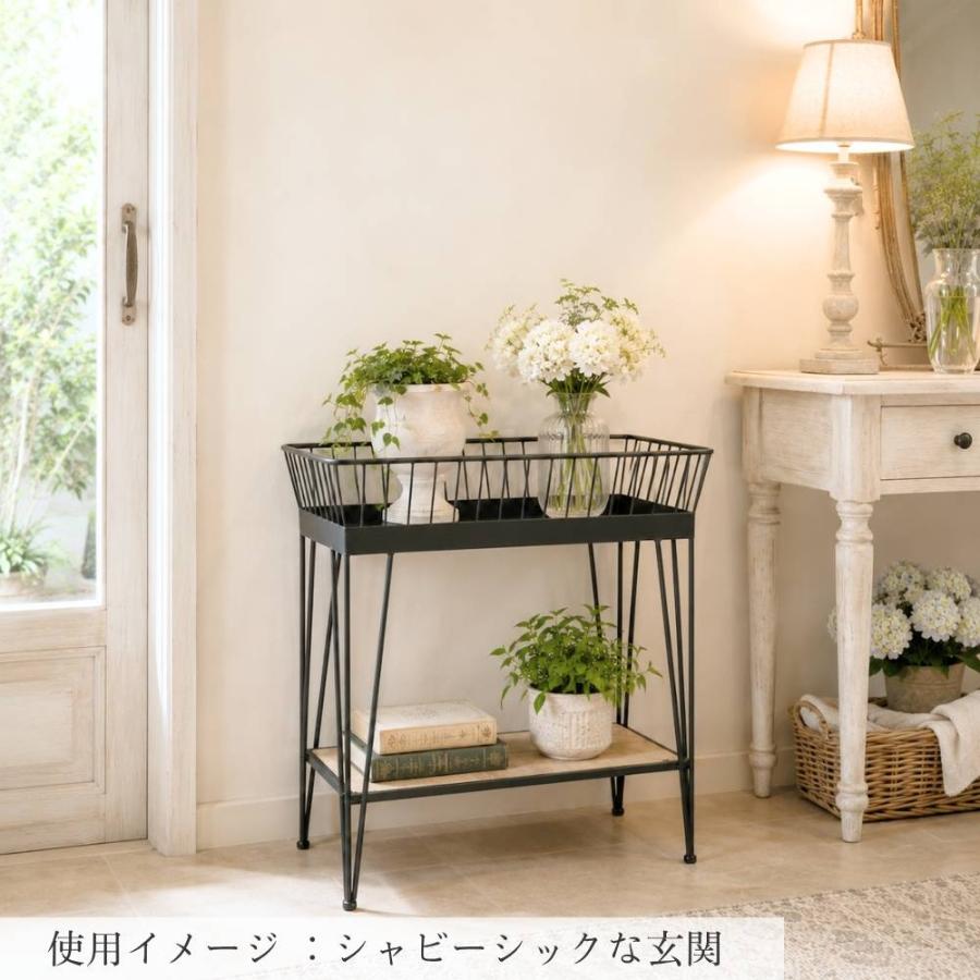 プランタースタンド アイアン インテリア 黒 フラワースタンド 2段
