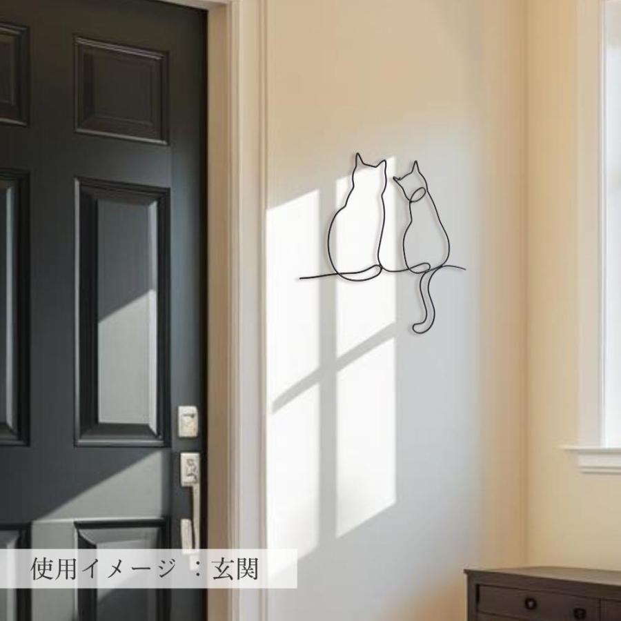 アイアン壁飾り アート 玄関 インテリア 壁飾り 猫 ワイヤーアート